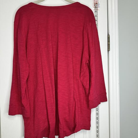 CHICO'S Cotton Blend Slub Henley Tee Pink Chico's 3 XL - Picture 5 of 7